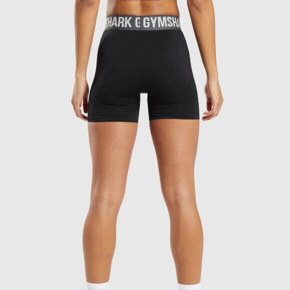 New Gymshark Flex Shorts Black/Charcoal Compression Sweat Wicking Body Contour - Picture 2 of 16